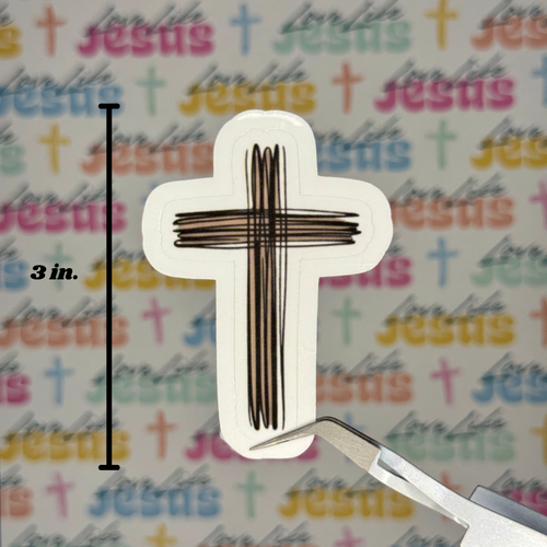 Hand-Draw Cross Sticker