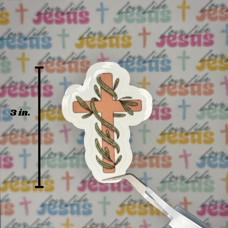 Olive Branch Cross Sticker